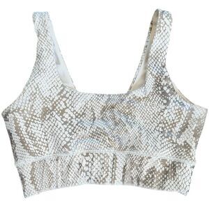 IVL COLLECTIVE  Snake Power Sports Bra Shimmer White Metallic Active Wear Size 8